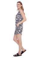 Elowee Black + White Labyrinth Vegan Silk Pleated Short - Side View