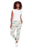Romy Eden Floral/Black Side Stripe Cropped Cigarette Pant - Front View