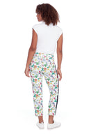 Romy Eden Floral/black Side Stripe Cropped Cigarette Pant - Back View