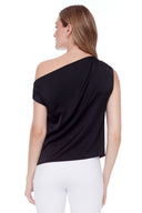 Lily black Satin Asymmetric Top – Back View