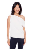 Lily perle Satin Asymmetric Top – Front View