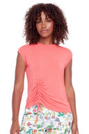 Vanessa Drawstring Sleeveless Top in Flamingo – Front View