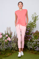 Vanessa Drawstring Sleeveless Top in Flamingo – Front View