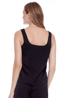 Rosalie Solid Satin Tank Top in Black – Back View
