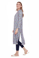 Goldie lavender Mirror Print Long Sleeve Satin Cardigan – Side View