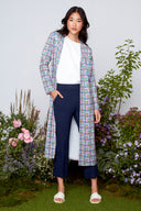Goldie lavender Mirror Print Long Sleeve Satin Cardigan – Front View