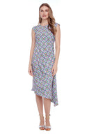 Roxy Lavender Mirror Print Asymmetric Satin Dress – Front View