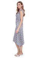 Roxy Lavender Mirror Print Asymmetric Satin Dress – Side View