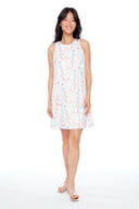 Sabrina Iris floral Satin Dress - Front View