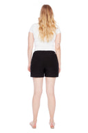 Back view of the Elizabeth black Solid Techno Pocket Short, highlighting the clean tailored design and comfortable pull-on fit.