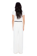 Fiona  cream Vegan Silk Wide-Leg Pant – Back View
