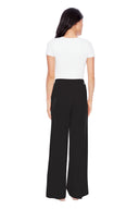 Fiona black Satin Wide-Leg Pant - Back View