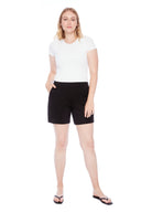 Lisa black Light Ponte Short – Front View
