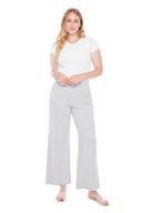 Roxanne grey melange French Terry Wide-Leg Pant – Front View