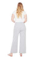 Roxanne grey melange French Terry Wide-Leg Pant – Back View