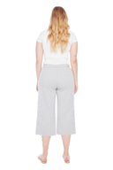 Marlena Grey Melange French Terry Wide-Leg Crop Pant – Back View