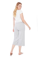 Marlena Grey Melange French Terry Wide-Leg Crop Pant – Back View
