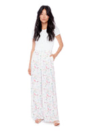 Fiona Iris floral Satin Wide-Leg Pant - Front View