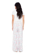 Fiona Iris floral Satin Wide-Leg Pant - Back View