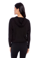 Black Light Ponte Cropped Hoodie – Back View