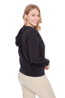 Sarah black Vegan Silk Hoodie – Back View
