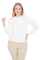 Sarah cream Vegan Silk Hoodie – Front View
