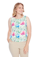Gianna Camellia Floral Vegan Silk Tank – Front View