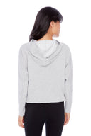 Annie French Terry Cropped Hoodie – Back View Grey Melange
