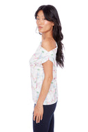 Lily Iris Floral Belize Satin Asymmetric Top – Side View