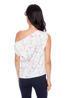 Lily Iris Floral Belize Satin Asymmetric Top – Back View