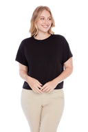 Kali black Provence Short-Sleeve Top – Front View