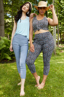 Model wearing the Gwyneth
Toulouse (French Floral) Ankle Pant featuring a slim ankle silhouette and allover floral print