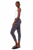 Side view of model wearing the Gwyneth Toulouse (French Floral) Ankle Pant in a multicolor Toulouse floral print