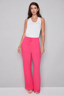 Front view of the Fiona Air Flow Wide Leg Pant in Raspberry, showcasing the lightweight wide-leg design and relaxed fit.