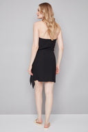 Back view of the Poppy Air Flow Tie-Front Skirt in Black, showcasing the sleek slim fit and lightweight design.