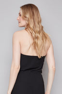 Back view of the Rose black Air Flow Halter Top, highlighting the sleek silhouette and effortless summer styling.