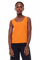 Model wearing the Kate Vegan Silk Tank in Marseille, front view