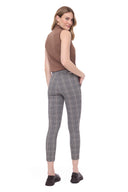 Gwyneth Tudor Techno Ankle Pant in Grey Tudor Plaid – Back View