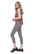 Gwyneth Tudor Techno Ankle Pant in Grey Tudor Plaid – Side View