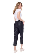 Lucia Faux Leather Cropped Jogger in Black – Back View