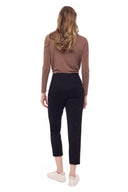 Gigi Faux Suede Cropped Trouser in Black – Back View