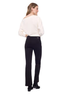Paityn Faux Suede Bootcut Pant in Black - Back View