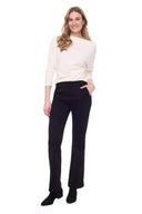 Paityn Faux Suede Bootcut Pant in Black - Front View