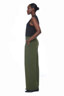 Rifle Green Ponte Wide-Leg Pant – Side View