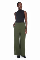 Rifle Green Ponte Wide-Leg Pant – Front View