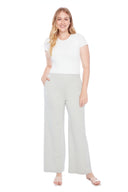 Roxanne seafoam Light Ponte Wide-Leg Pant – Front View
