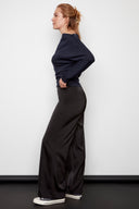 Fiona black Satin Wide-Leg Pant – Side View