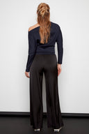 Fiona black Satin Wide-Leg Pant – Back View