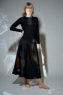 Beatrice Satin black Midi Skirt – Front View