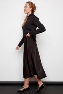 Beatrice Satin black Midi Skirt – Side View